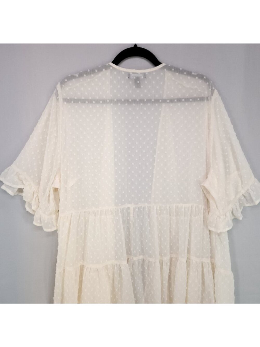 Torrid Kimono Plus Size 1 Womens Tiered Sheer Ruffle Open Swiss Dot Cover-up - Picture 10 of 14